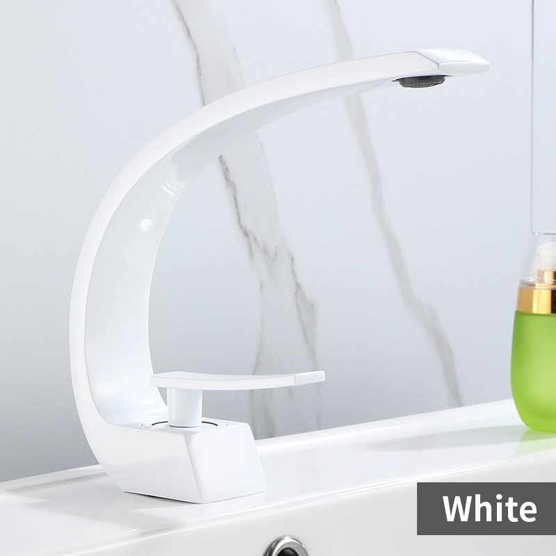 Modern Waterfall Bathroom Faucet Black Gold Single Handle Basin Mixer Tap