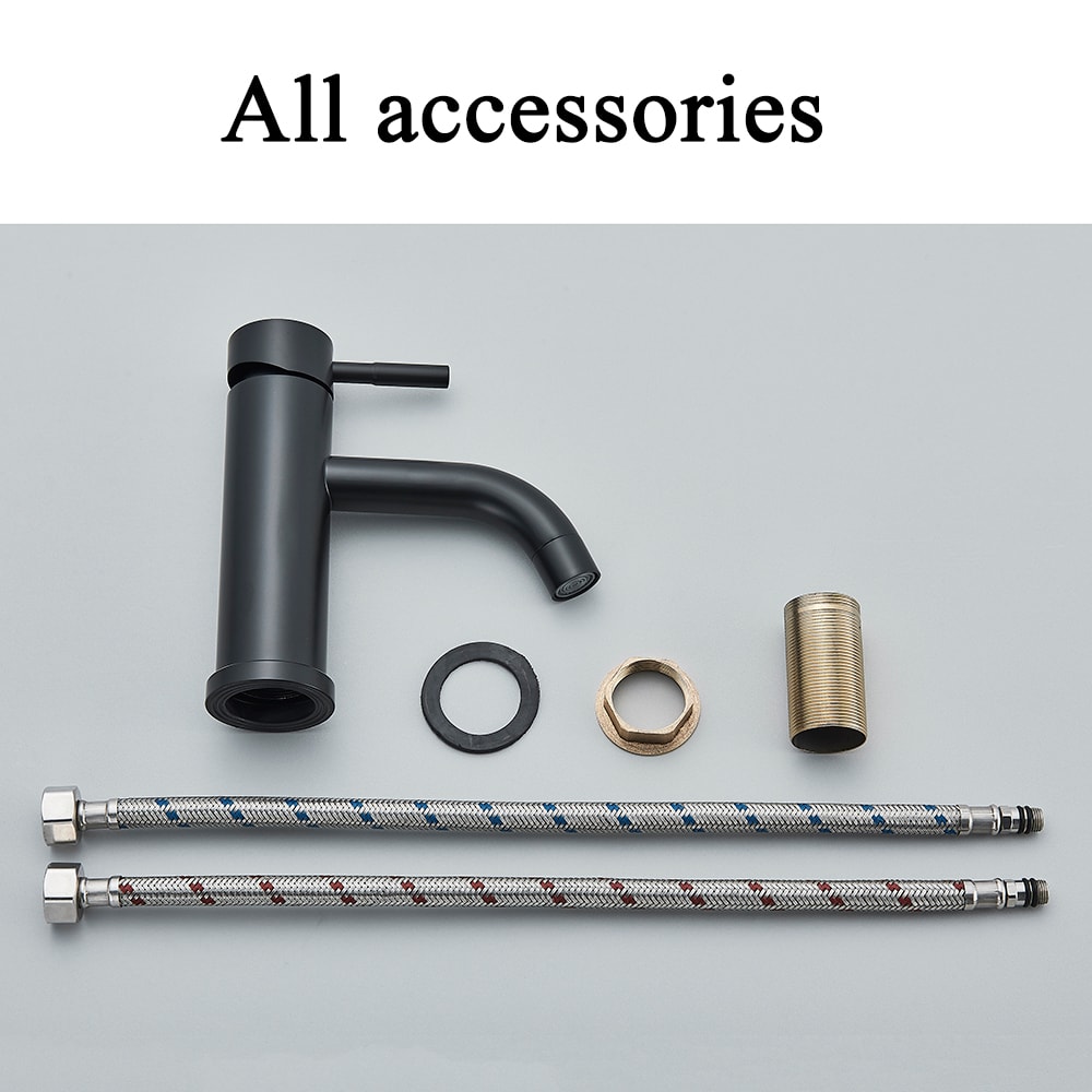 Matte Black Bathroom Faucet for Vessel Sink Solid Brass Hot Cold Mixer Tap Tall or Short