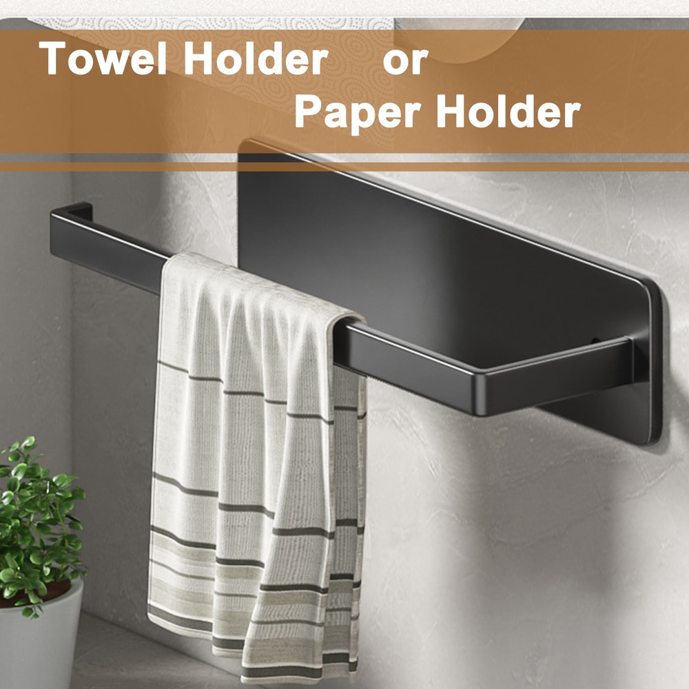 Self Adhesive Paper Towel Holder Wall Mount No Drill Kitchen & Bathroom Storage Rack