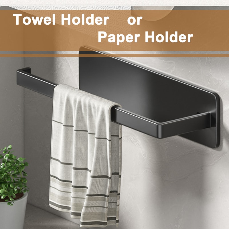 Self Adhesive Paper Towel Holder Wall Mount No Drill Kitchen & Bathroom Storage Rack