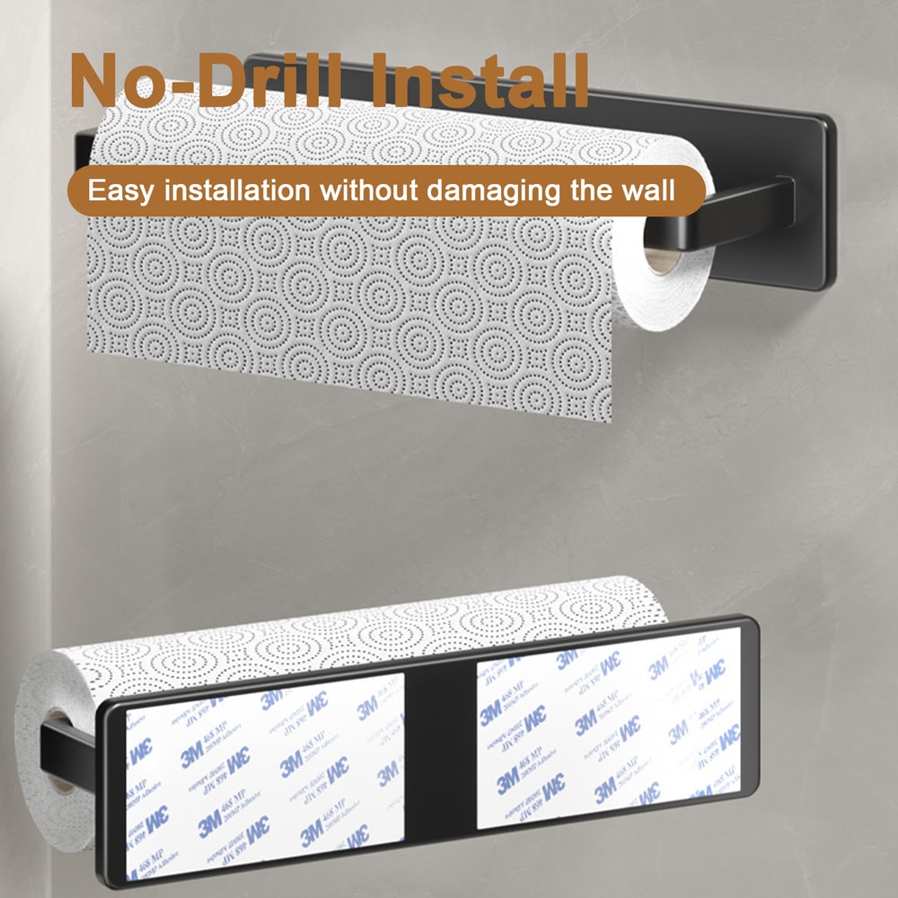 Self Adhesive Paper Towel Holder Wall Mount No Drill Kitchen & Bathroom Storage Rack