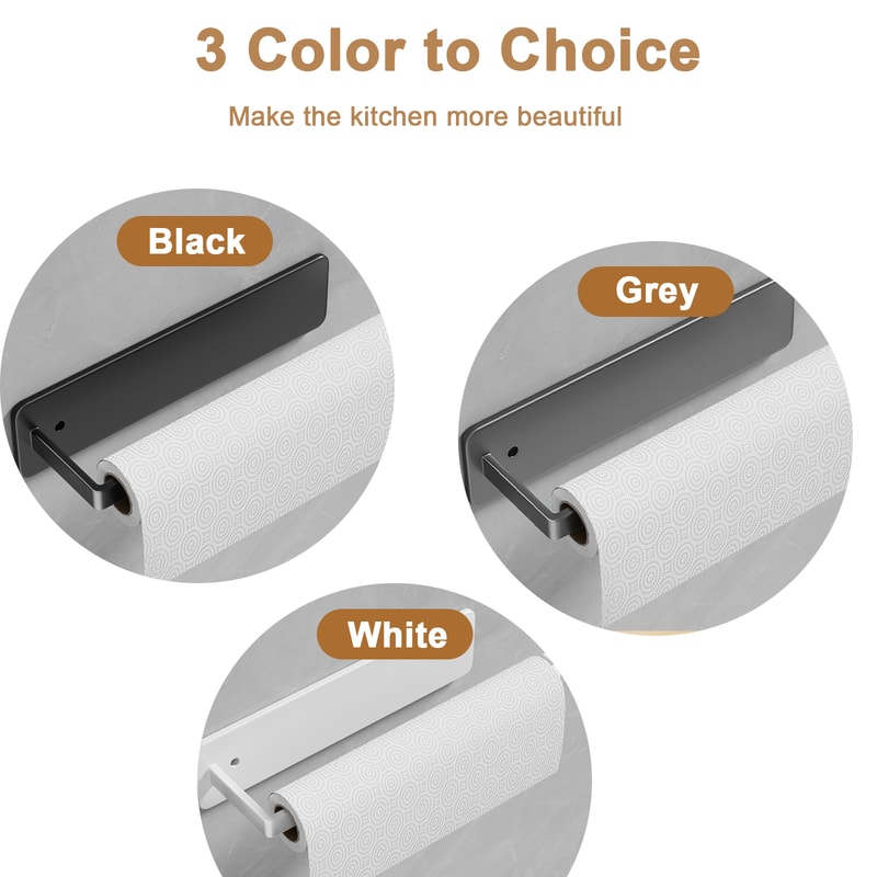 Self Adhesive Paper Towel Holder Wall Mount No Drill Kitchen & Bathroom Storage Rack