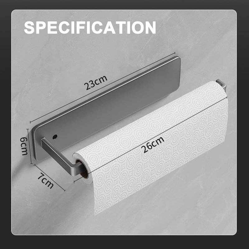 Self Adhesive Paper Towel Holder Wall Mount No Drill Kitchen & Bathroom Storage Rack