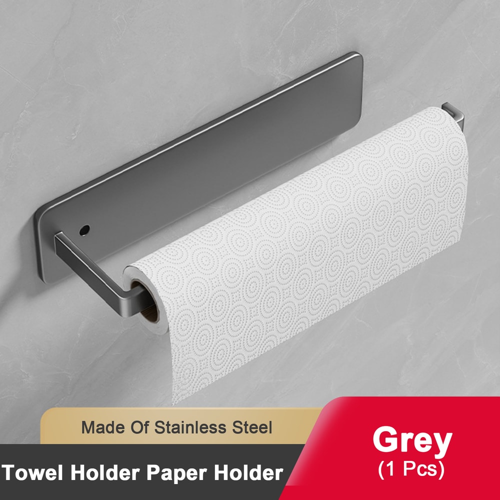 Self Adhesive Paper Towel Holder Wall Mount No Drill Kitchen & Bathroom Storage Rack