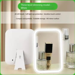 led touch screen makeup mirror with lights rechargeable folding vanity mirror color modes
