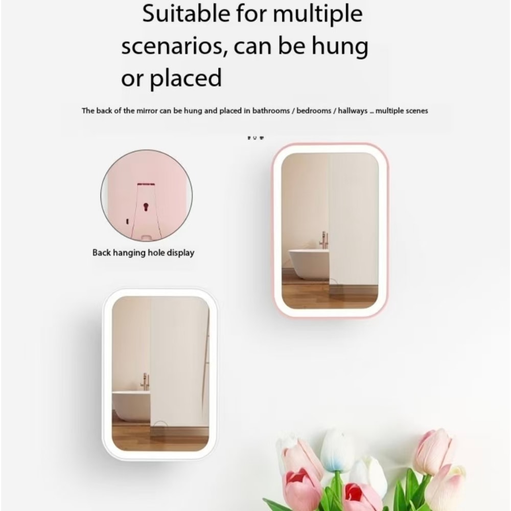 LED Touch Screen Makeup Mirror with Lights Rechargeable Folding Vanity Mirror Color Modes