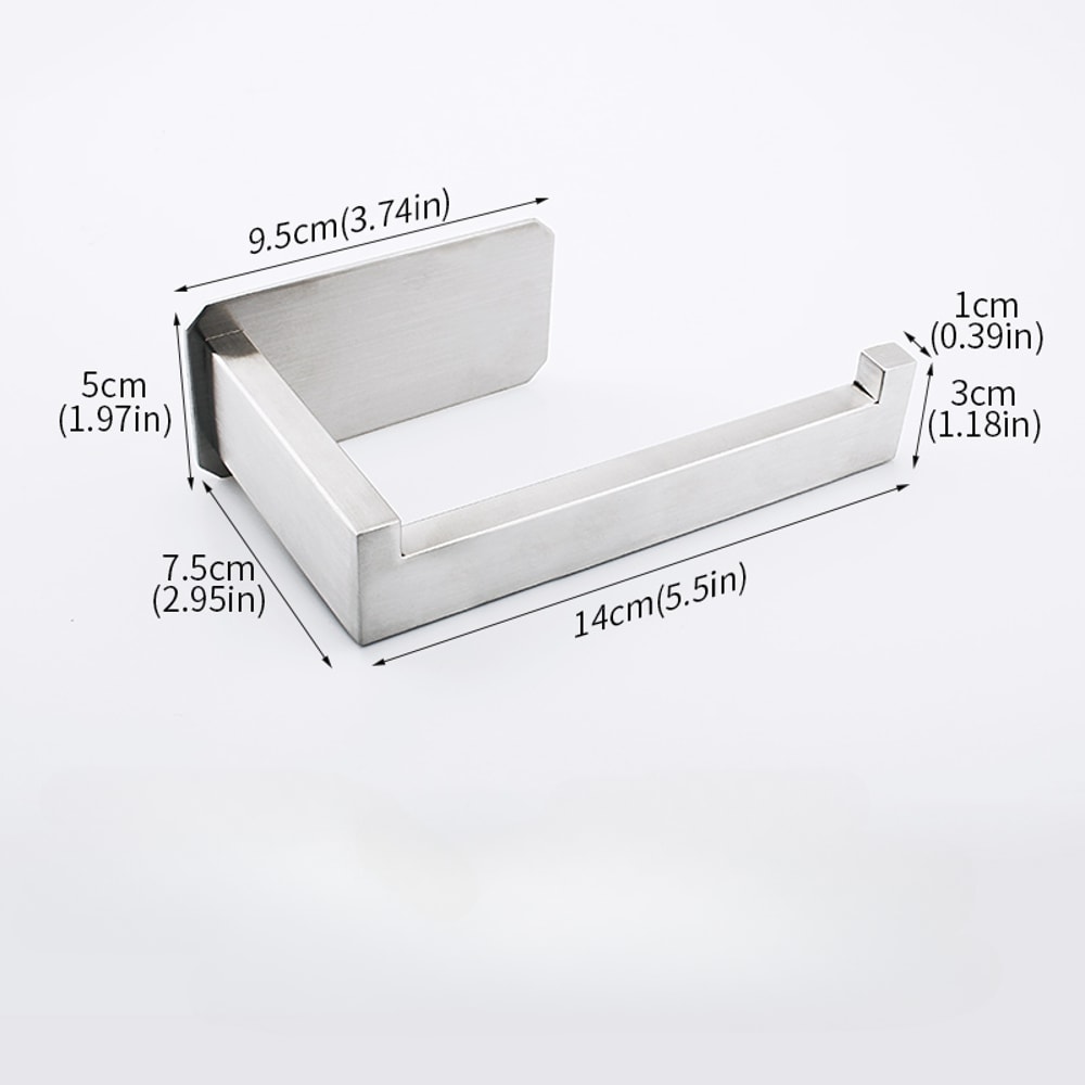 No Drill Stainless Steel Wall Mounted Tissue Holder Rustproof Bathroom Paper Roll Holder For Modern 4