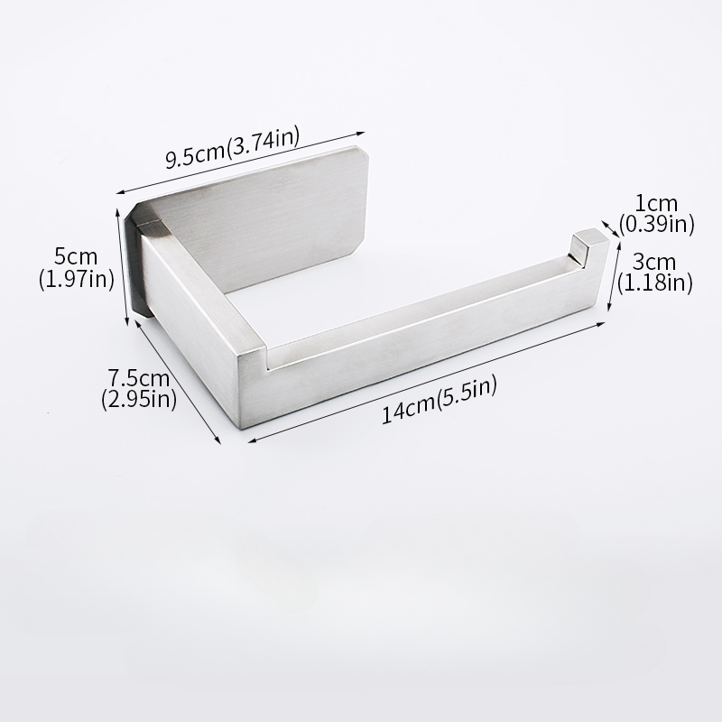 No Drill Stainless Steel Wall Mounted Tissue Holder Rustproof Bathroom Paper Roll Holder For Modern 4