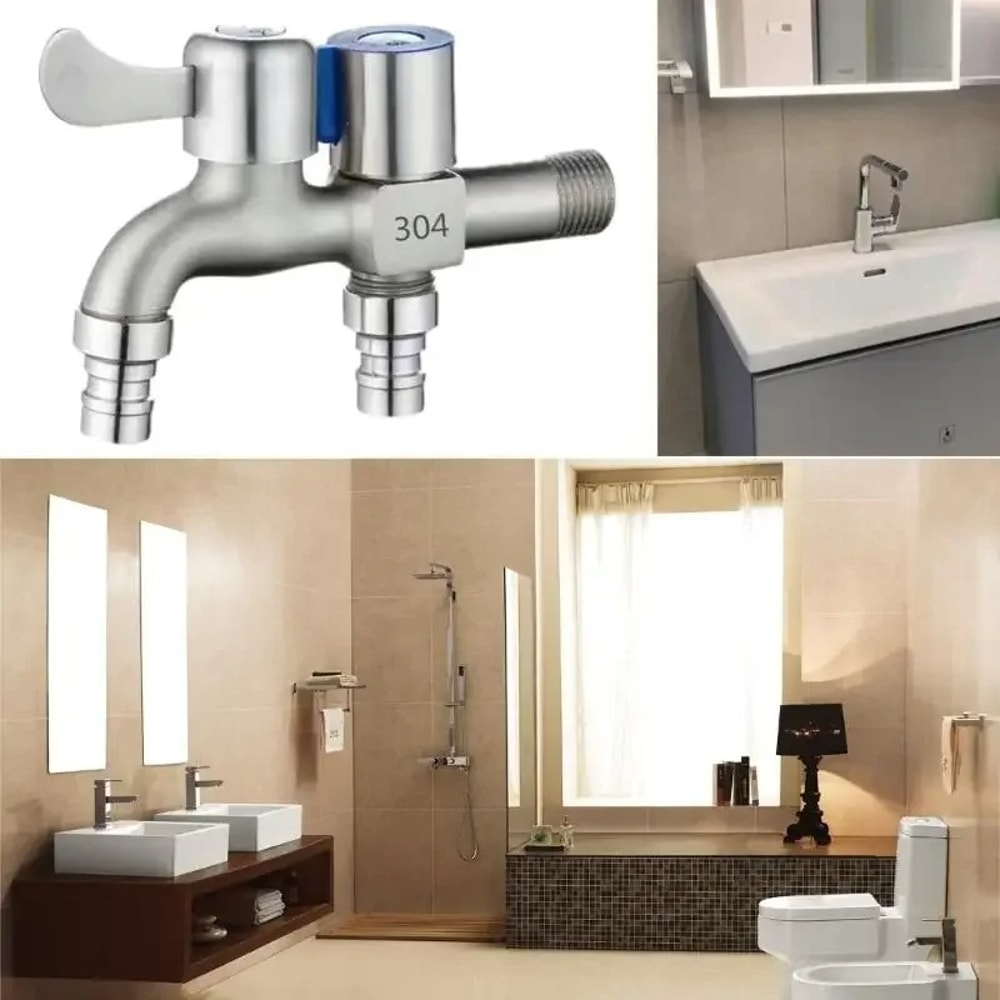Dual Control Stainless Steel Faucet Splitter for Bidet and Sink Use