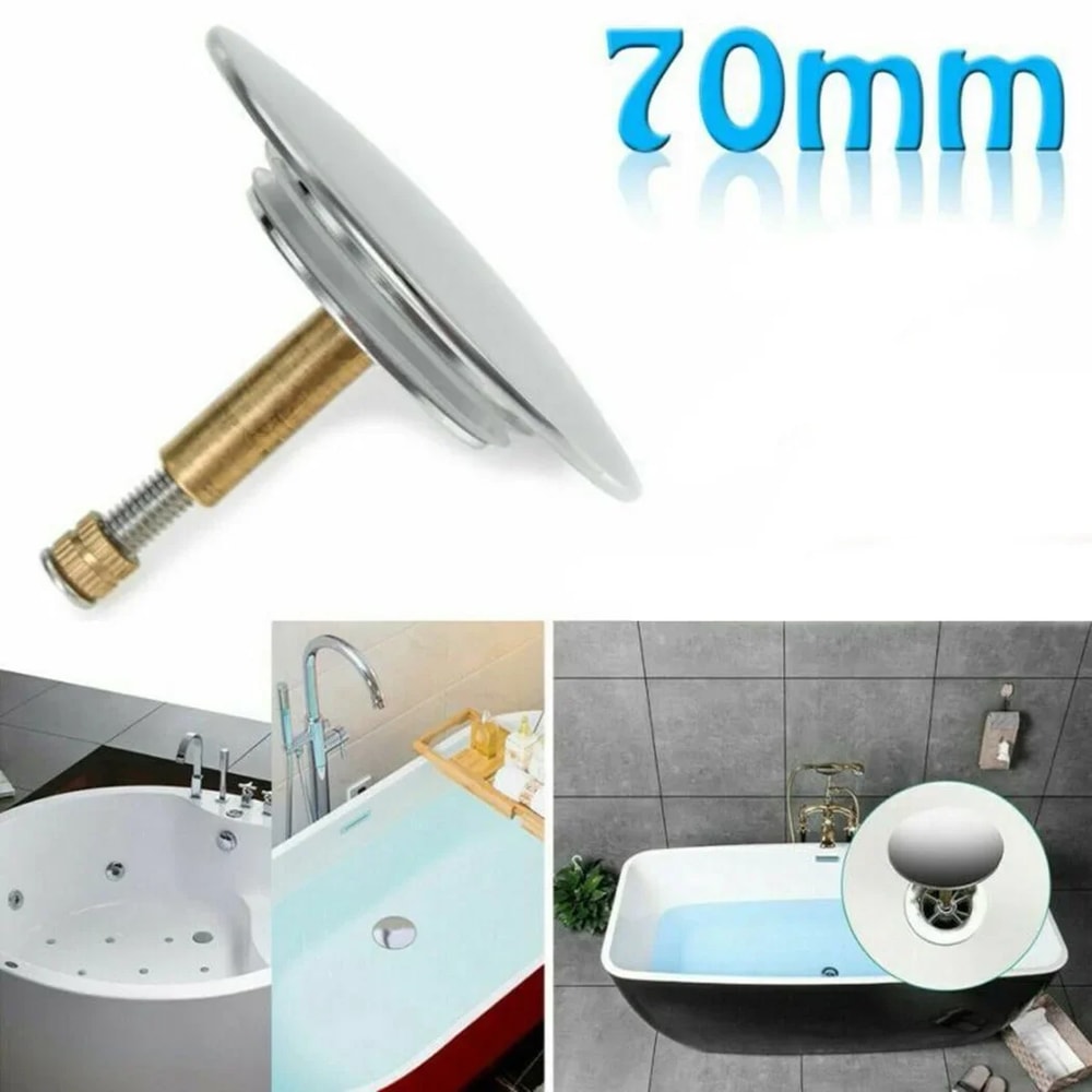 Universal Bathtub Drain Stopper Pop Up Sink Plug Leakproof Silver