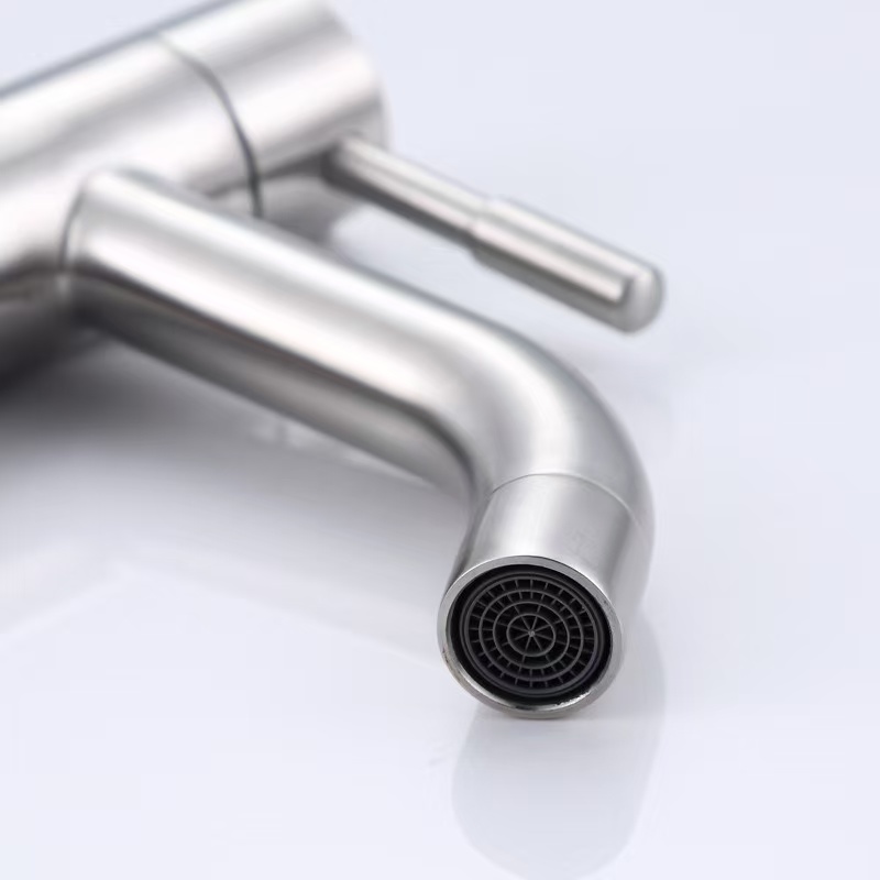 Stainless Steel Single Cold Faucet Quick Open Tall Sink Tap for Kitchen Bathroom