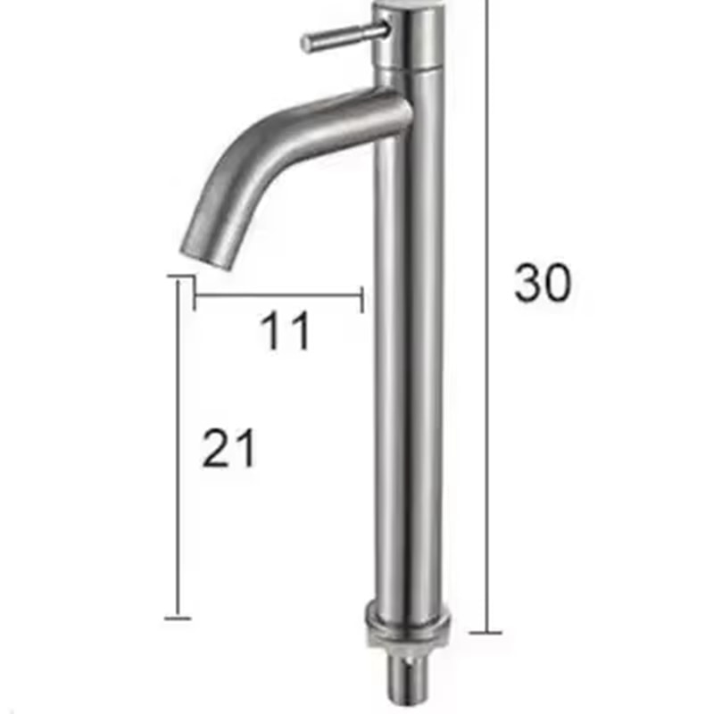 Stainless Steel Single Cold Faucet Quick Open Tall Sink Tap for Kitchen Bathroom