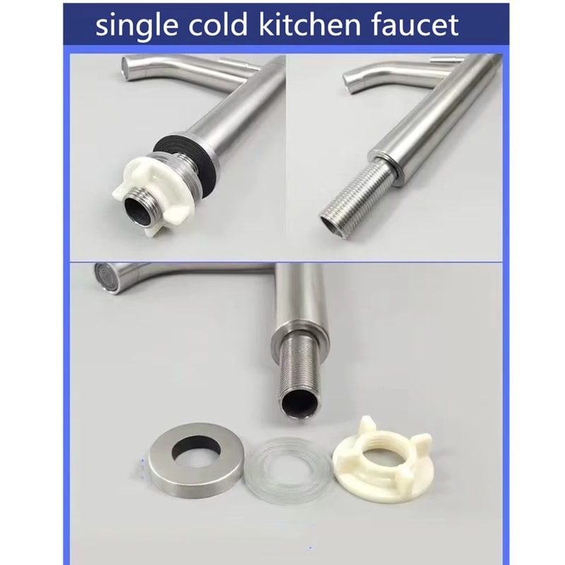 Stainless Steel Single Cold Faucet Quick Open Tall Sink Tap for Kitchen Bathroom