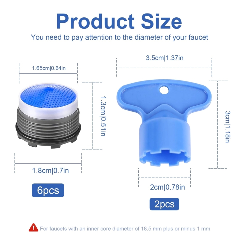 Pack Faucet Aerator Inserts with Keys Water Saving Flow Restrictors for Kitchen and Bathroom Taps