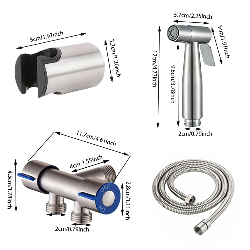 Premium Stainless Steel Bidet Sprayer Set with Dual Valve Faucet & Flexible Hose for Hygienic Bathroom Cleaning