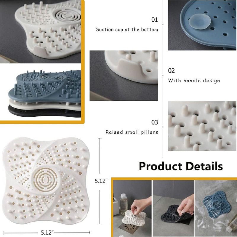 Anti Clog Hair Catcher Drain Filter for Shower and Sink Stopper Cover