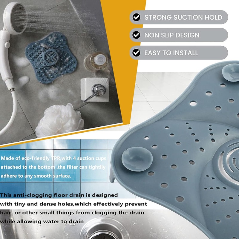 Anti Clog Hair Catcher Drain Filter for Shower and Sink Stopper Cover