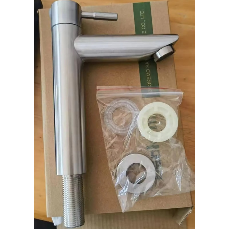 High Rise Stainless Steel Basin Faucet Single Cold Water Tap Matte Black Silver