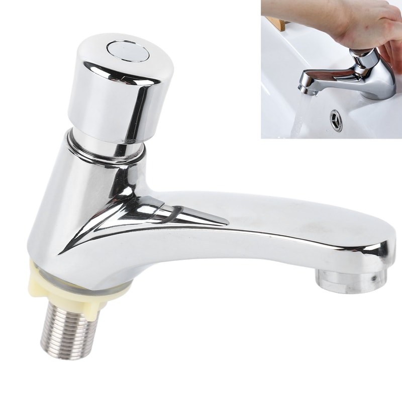 Push Button Time Delay Sink Faucet Water Saving Copper Tap for Bathroom Kitchen