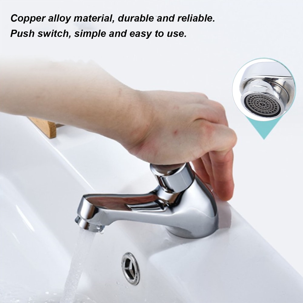 Push Button Time Delay Sink Faucet Water Saving Copper Tap for Bathroom Kitchen