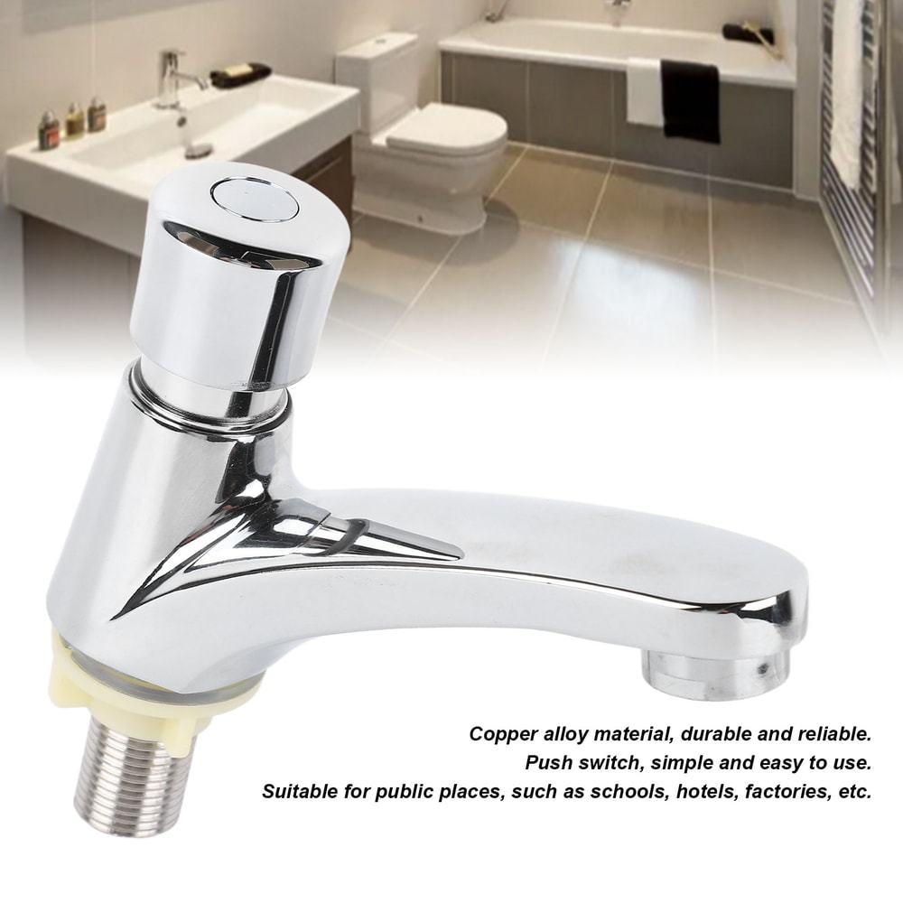 Push Button Time Delay Sink Faucet Water Saving Copper Tap for Bathroom Kitchen
