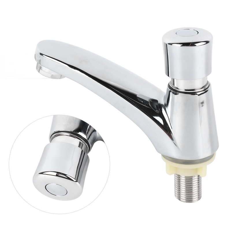 Push Button Time Delay Sink Faucet Water Saving Copper Tap for Bathroom Kitchen