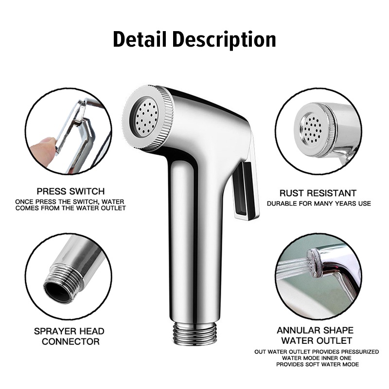 Portable Handheld Bidet Sprayer for Toilet Hygienic Shattaf Kit with Hose