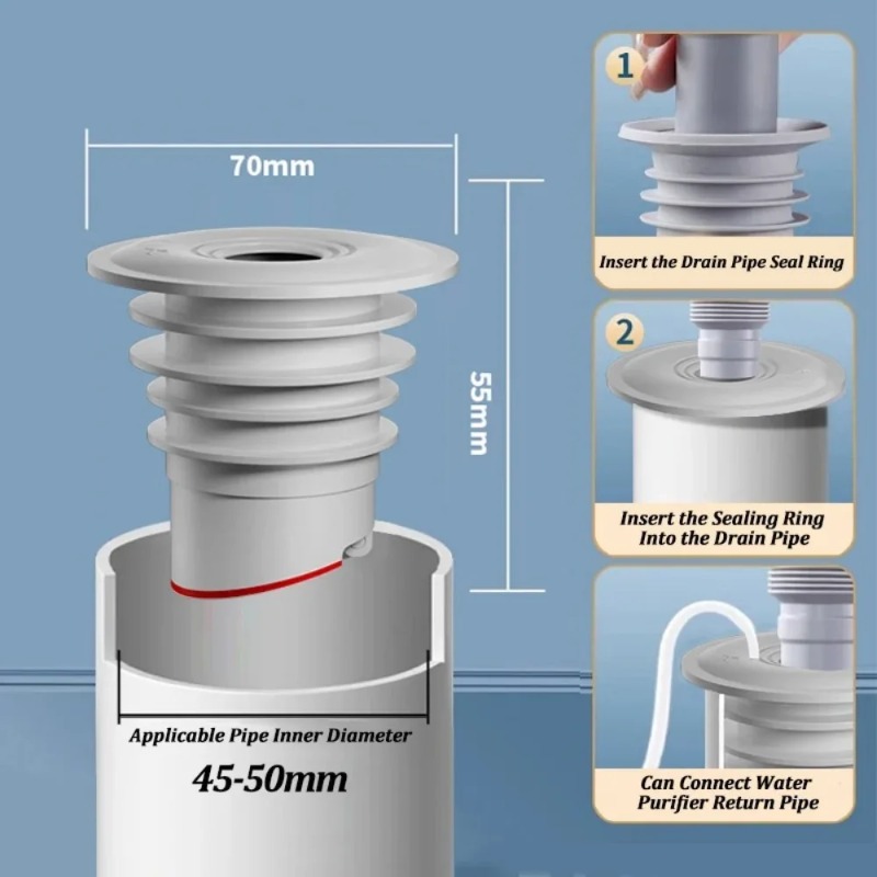 Universal Sink Drain Seal Anti Odor Drain Stopper Leak Proof Floor Drain Connector 6