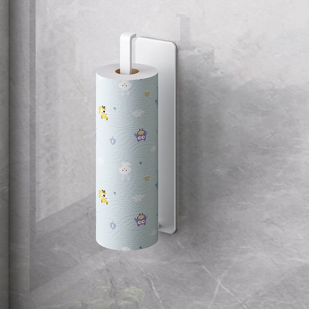 Wall Mounted Paper Towel Holder No Drill Kitchen Organizer Rack 4