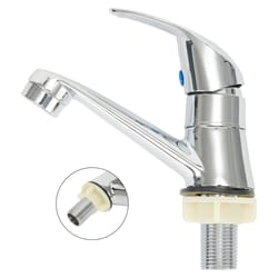 modern single cold water faucet silver deck mounted bathroom tap with single handle