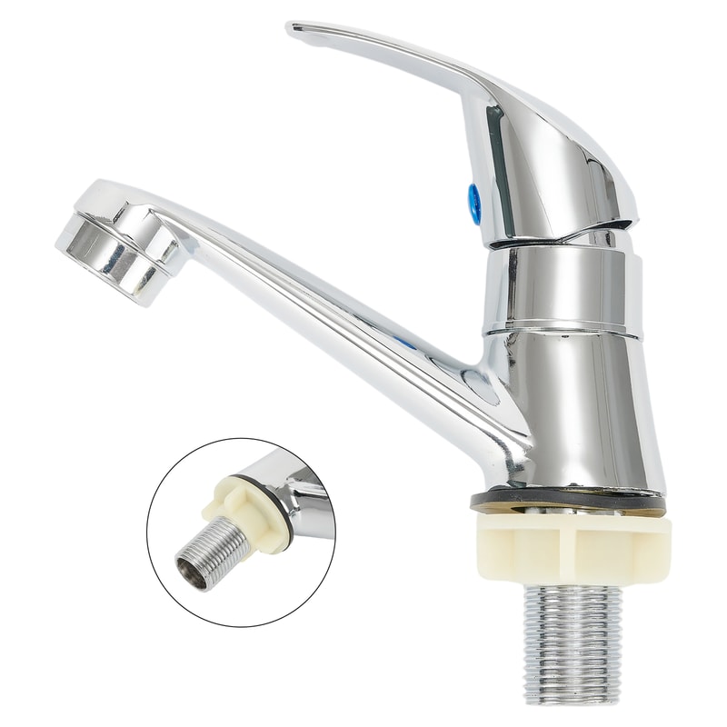 Modern Single Cold Water Faucet Silver Deck Mounted Bathroom Tap with Single Handle