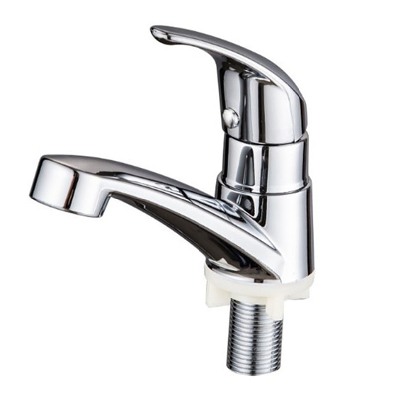Modern Single Cold Water Faucet Silver Deck Mounted Bathroom Tap with Single Handle