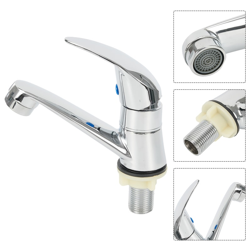 Modern Single Cold Water Faucet Silver Deck Mounted Bathroom Tap with Single Handle