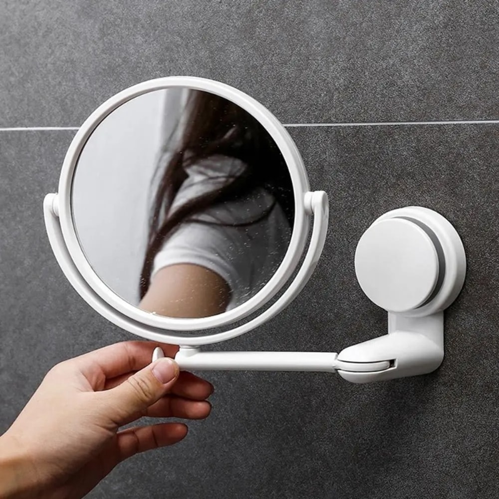 Rotating Suction Cup Vanity Mirror Wall Mounted Folding Makeup Shaving Mirror