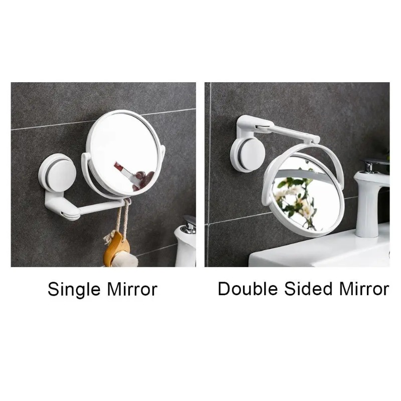 Rotating Suction Cup Vanity Mirror Wall Mounted Folding Makeup Shaving Mirror