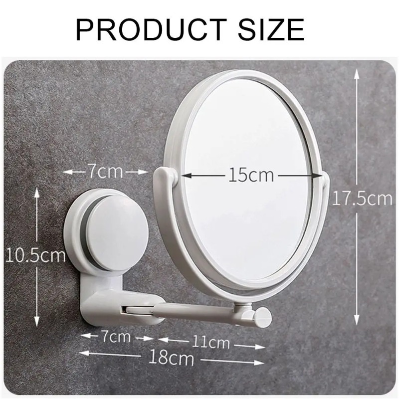 Rotating Suction Cup Vanity Mirror Wall Mounted Folding Makeup Shaving Mirror
