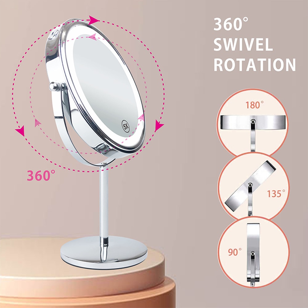 LED Makeup Mirror with Lights Double Sided USB Rechargeable Vanity Mirror