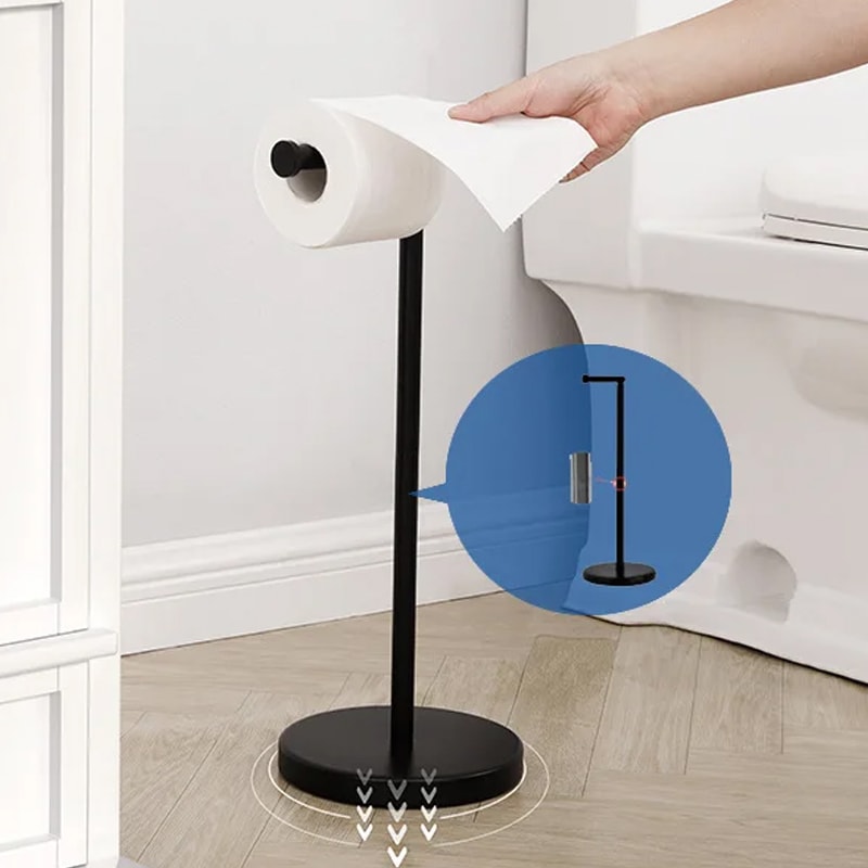 Freestanding Stainless Steel Toilet Paper Holder Stand with Shelf for Bathroom and Kitchen