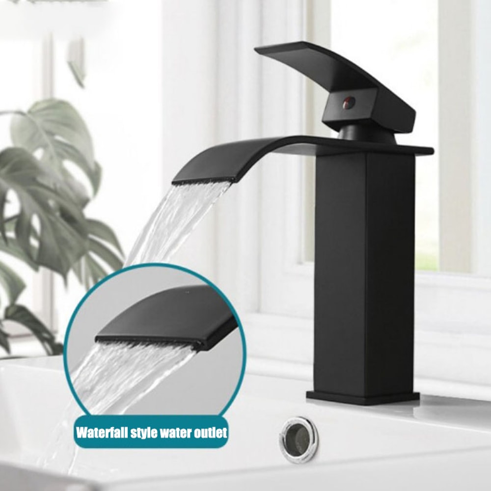 Waterfall Bathroom Faucet Hot And Cold Mixer Tap Modern Basin Fixture 1