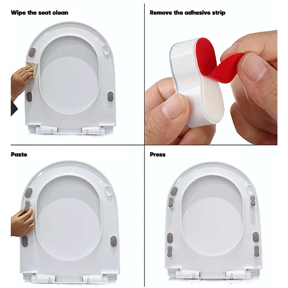 Universal Self Adhesive Toilet Seat Bumpers Anti Slip Shock Absorbing Pads Set 2