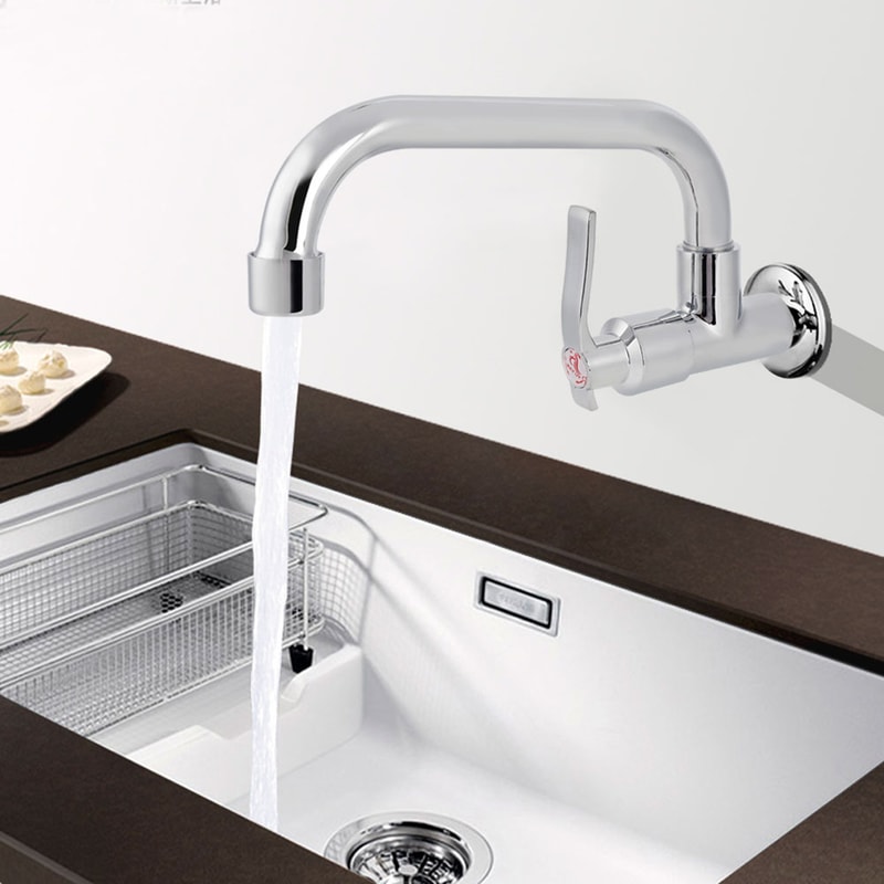 Wall Mounted Cold Water Faucet Kitchen Sink Tap Durable Space Saving Design 0
