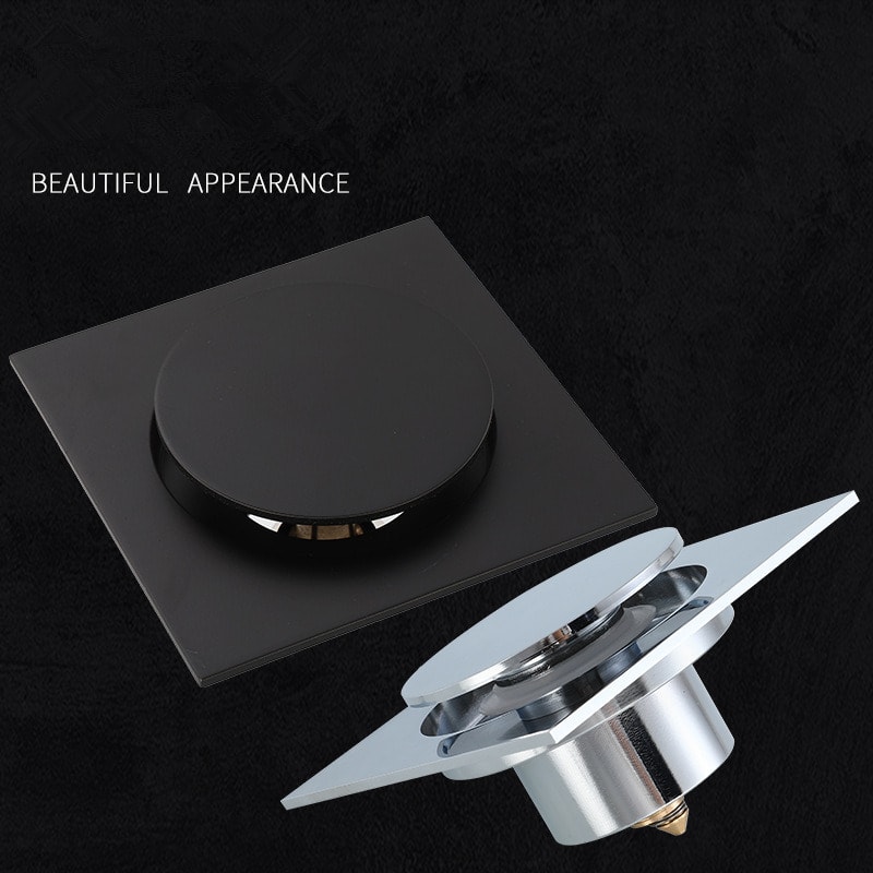 Premium Brass Square Shower Floor Drain Deodorant Floor Drain Cover Anti Clog Shower Drain