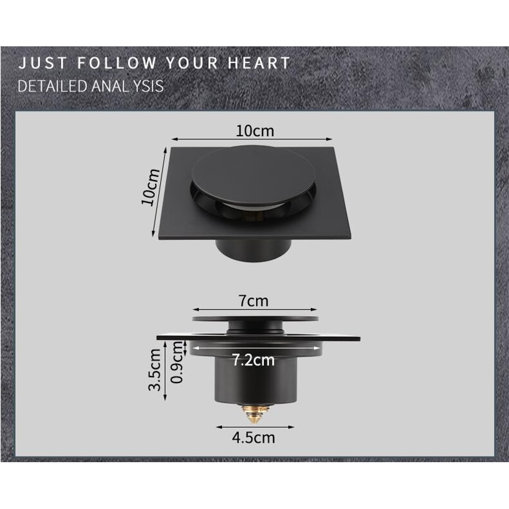 Premium Brass Square Shower Floor Drain Deodorant Floor Drain Cover Anti Clog Shower Drain