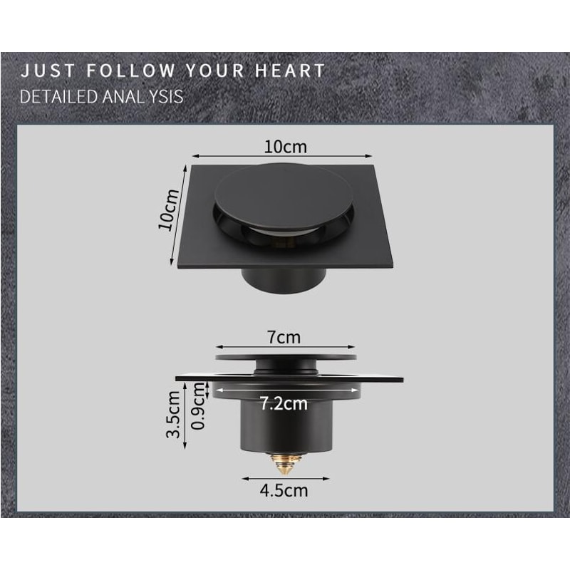 Premium Brass Square Shower Floor Drain Deodorant Floor Drain Cover Anti Clog Shower Drain