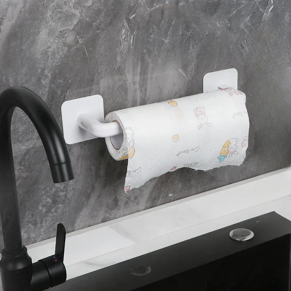 No Drill Adhesive Toilet Paper Holder Wall Mount Tissue Organizer for Bathroom & Kitchen