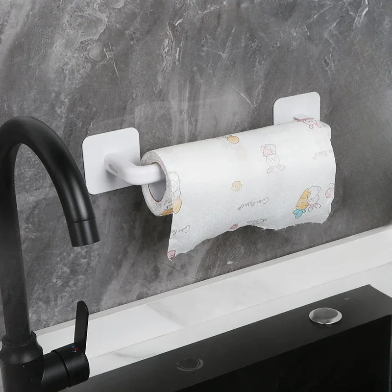No Drill Adhesive Toilet Paper Holder Wall Mount Tissue Organizer for Bathroom & Kitchen
