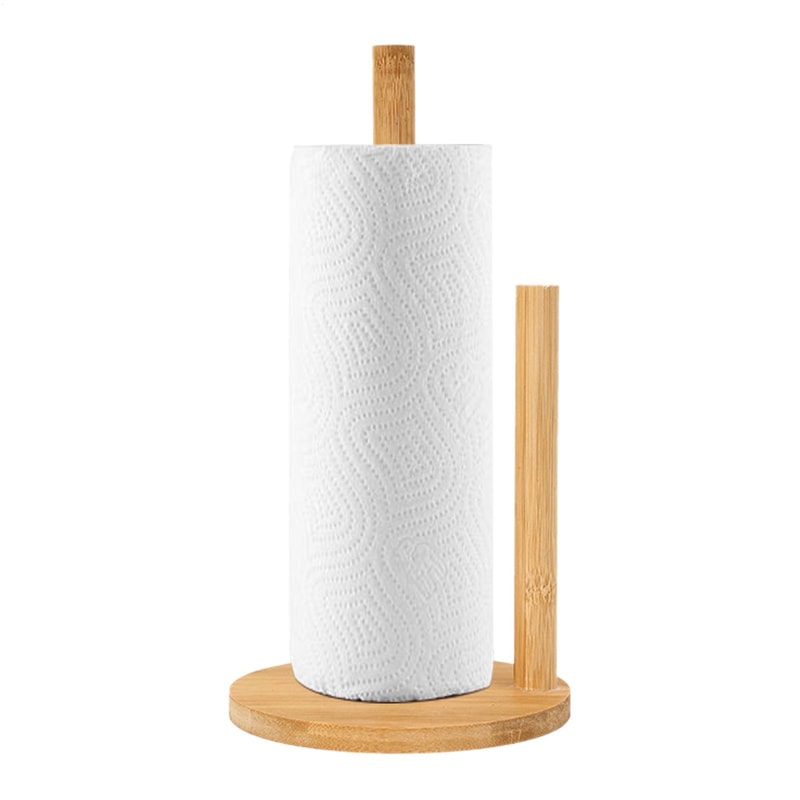 Rustic Wooden Paper Towel Holder With Anti Slip Base For Farmhouse Kitchen Countertop 3