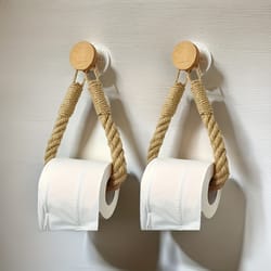 rustic hemp rope toilet paper holder self adhesive wall mount bathroom tissue organizer