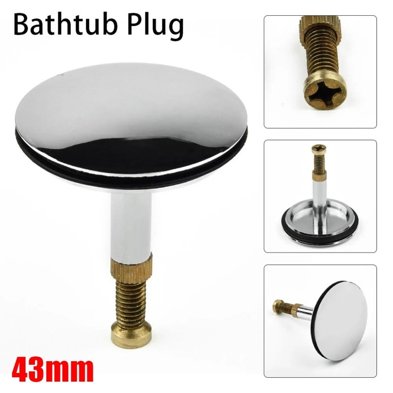 Adjustable Brass Pop Up Bathtub Drain Stopper Flat Seal Tub Plug Filter