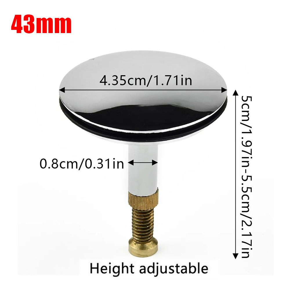 Adjustable Brass Pop Up Bathtub Drain Stopper Flat Seal Tub Plug Filter